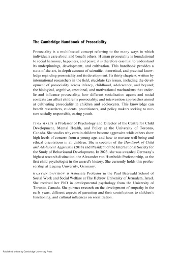 The Cambridge Handbook of Prosociality: Development, Mechanisms, Promotion