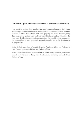 Feminist Judgments: Rewritten Property Opinions