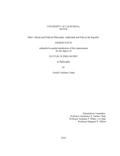 Plato's moral and political philosophy: Individual and polis in the "Republic"