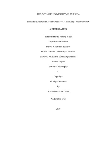 Freedom and the moral condition in F. W. J. Schelling's Freiheitsschrift