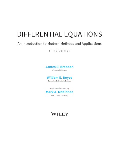 Differential Equations. An Introduction to modern Methods and Applications