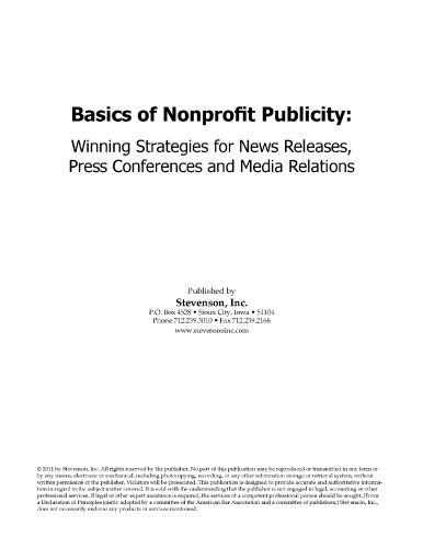 Basics of Nonprofit Publicity: Winning Strategies for News Releases, Press Conferences and Media Relations