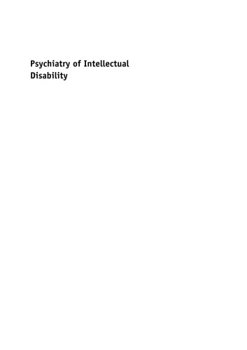 Psychiatry of Intellectual Disability: A Practical Manual