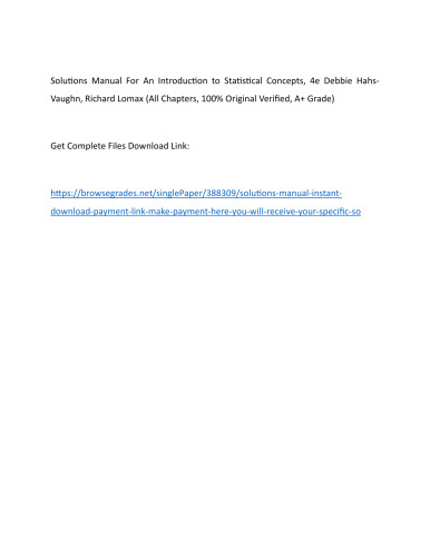 Solutions Manual An Introduction to Statistical Concepts