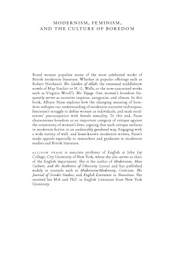 Modernism, Feminism and the Culture of Boredom