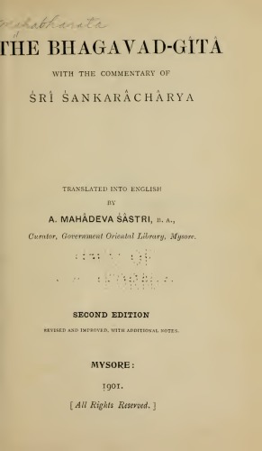 The Bhagavad-GT, with the Commentary of R Ankarchrya