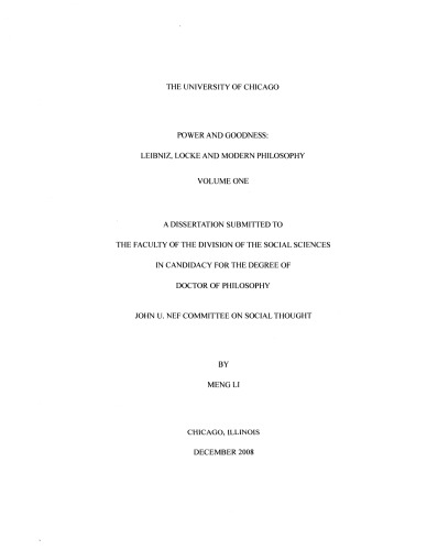 Power and goodness: Leibniz, Locke and modern philosophy