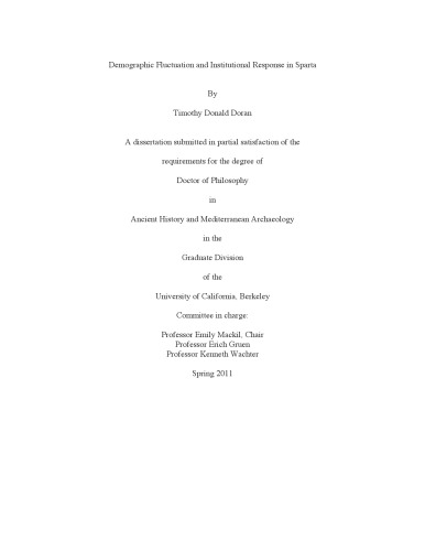 Demographic Fluctuation and Institutional Response in Sparta