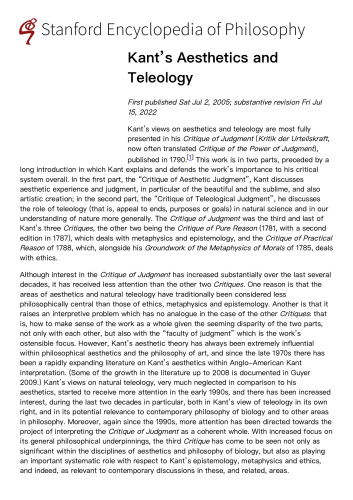 Kant's aesthetics and teleology