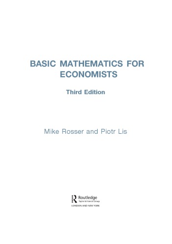 Basic Mathematics for Economists