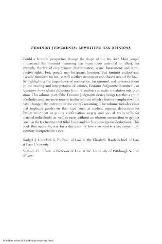 Feminist Judgments: Rewritten Tax Opinions