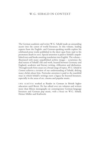 W. G. Sebald in Context
