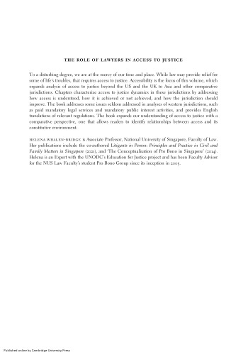 The Role of Lawyers in Access to Justice: Asian and Comparative Perspectives
