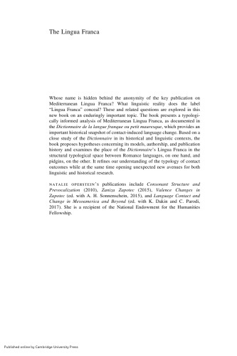 The Lingua Franca: Contact-Induced Language Change in the Mediterranean