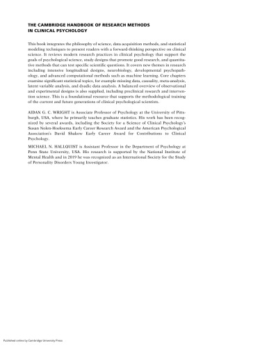 The Cambridge handbook of research methods in clinical psychology