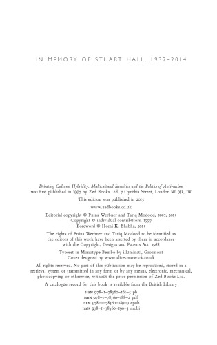 Debating Cultural Hybridity: Multicultural Identities and the Politics of Anti-Racism