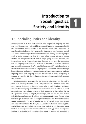 An Introduction to Sociolinguistics: Society and Identity