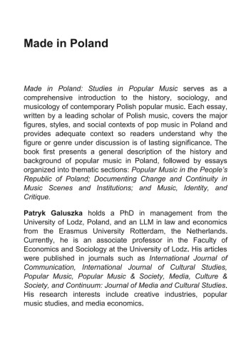Made in Poland: Studies in Popular Music