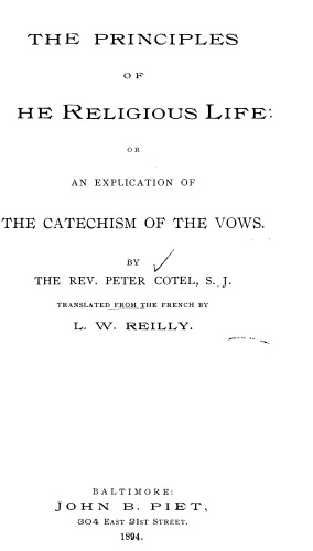 The Principles of the Religious Life