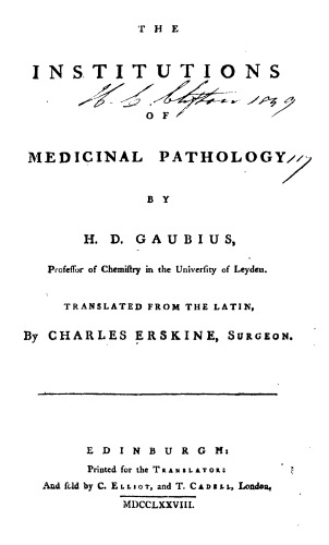 The Institutions of Medicinal Pathology