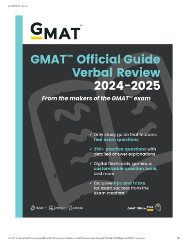 GMAT Official Guide Verbal Review 2024-2025: Book + Online Question Bank