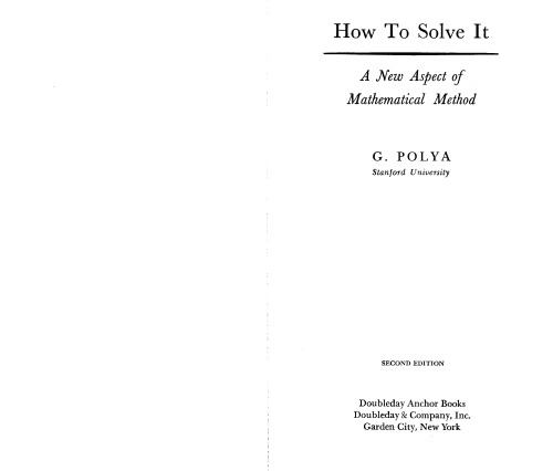How to Solve It: A New Aspect of Mathematical Method