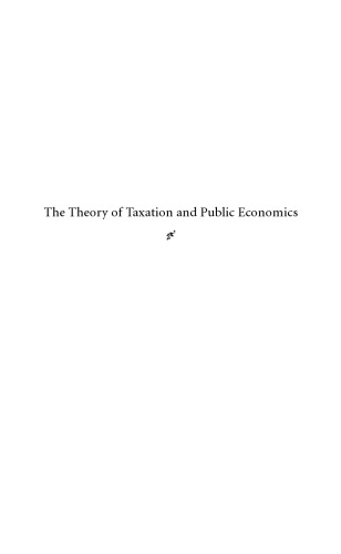 The Theory of Taxation and Public Economics