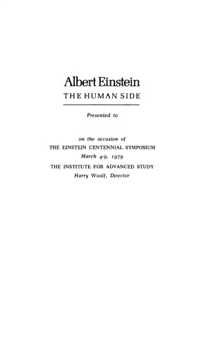 Albert Einstein, The Human Side: Glimpses from His Archives