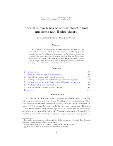 Special subvarieties of non-arithmetic ball quotients and Hodge theory