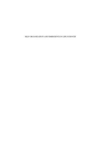 Self-organization and emergence in life sciences