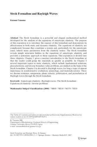 Stroh Formalism and Rayleigh Waves