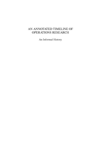 An Annotated Timeline of Operations Research: An Informal History