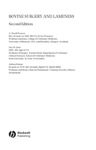 Bovine Surgery and Lameness, Second Edition