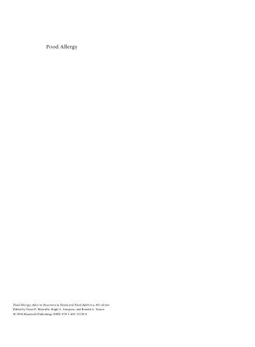 Food Allergy: Adverse Reactions to Foods and Food Additives, Fourth Edition