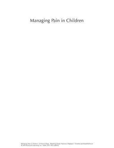 Managing Pain in Children: A Clinical Guide