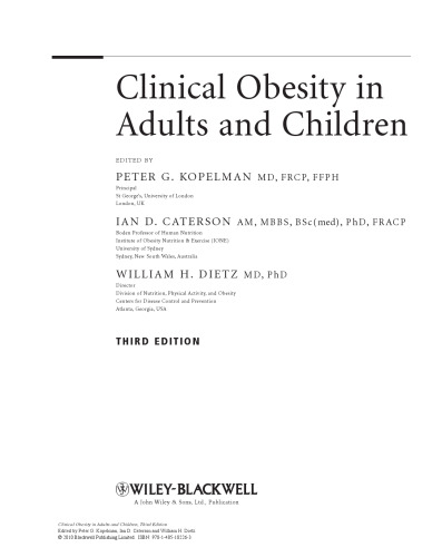 Clinical Obesity in Adults and Children, Third Edition