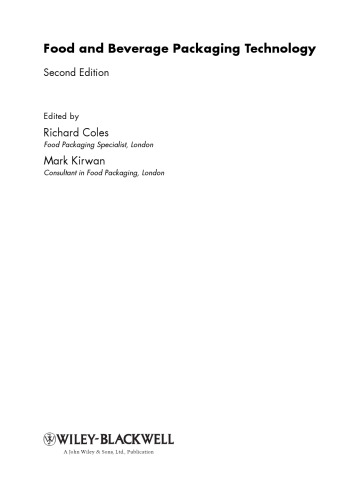 Food and Beverage Packaging Technology, Second Edition