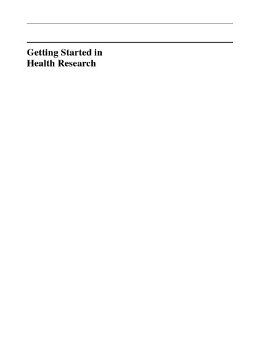 Getting Started in Health Research