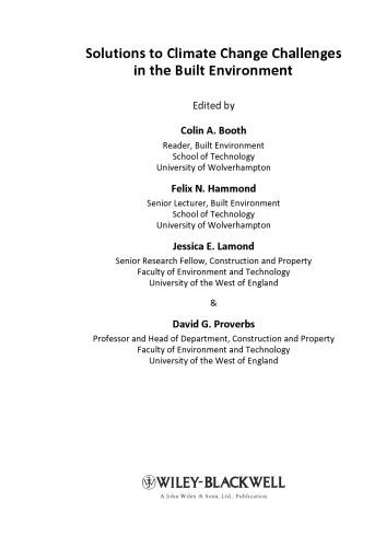 Solutions to Climate Change Challenges in the Built Environment