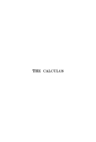 The Calculus (Revised edition)