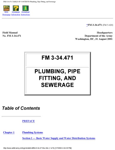 FM 3-34.471 (FM 5-420) : plumbing, pipe fitting, and sewerage