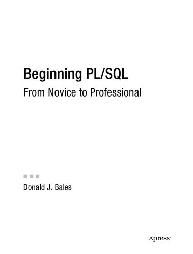 Beginning PL/SQL : from novice to professional