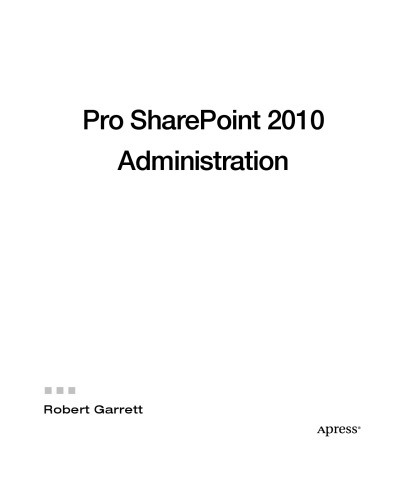 Pro SharePoint 2010 Administration