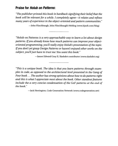 Holub on Patterns: Learning Design Patterns by Looking at Code