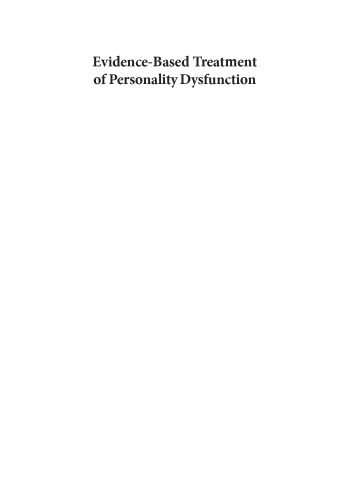 Evidence-based Treatment of Personality Dysfunction: Principles, Methods, and Processes