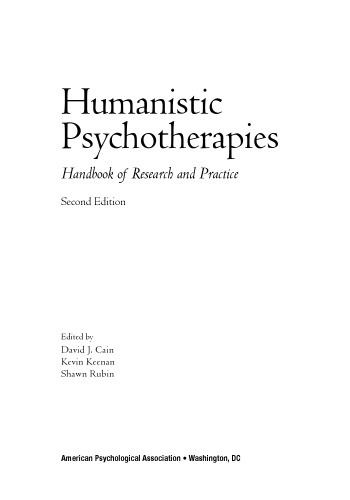 Humanistic Psychotherapies: Handbook of Research and Practice