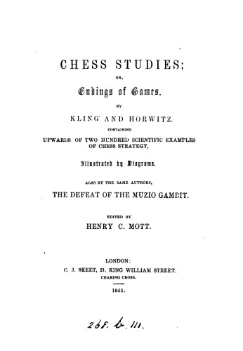 Chess Studies or Endings of Games