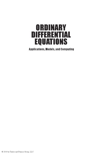 Ordinary Differential Equations: Applications, Models, and Computing