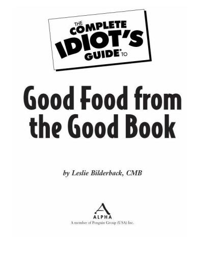 The Complete Idiot's Guide to Good Food from the Good Book