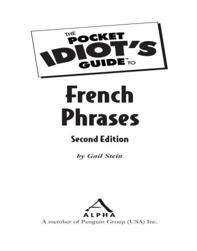 The Pocket Idiot's Guide to French Phrases